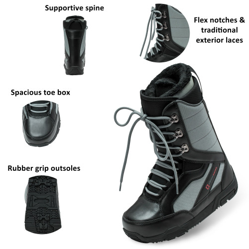 Alpine Swiss Men's Snowboard Boots | Waterproof, Custom-Fit Liner